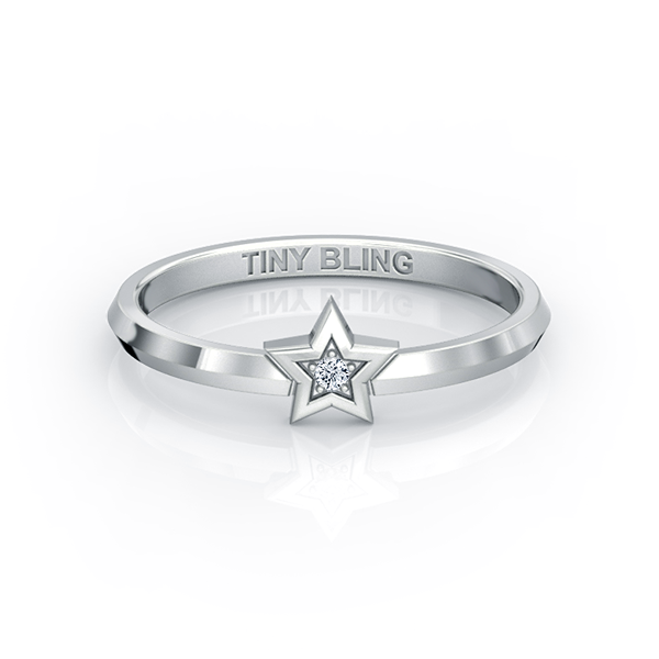Tiny Star Solitaire Diamond Ring