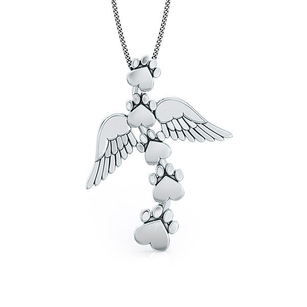 Heavenly Wings Paw Print Pendant - TINY BLING