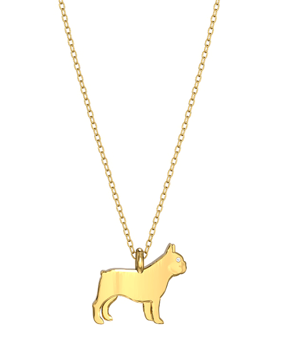 French Bulldog Mini Pups Diamond Necklace yg