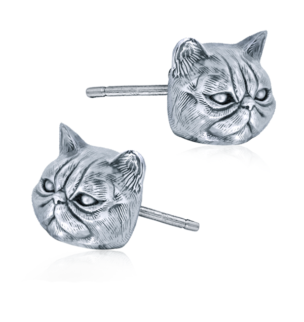 Exotic Short Hair Persian Cat Breed Face Earring Studs TINY BLING