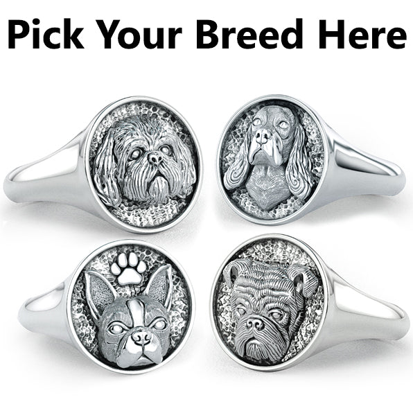 All Dog Breeds- Classic Round Signet Ring