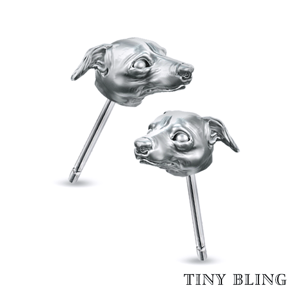 Greyhound Face Earring Studs - TINY BLING