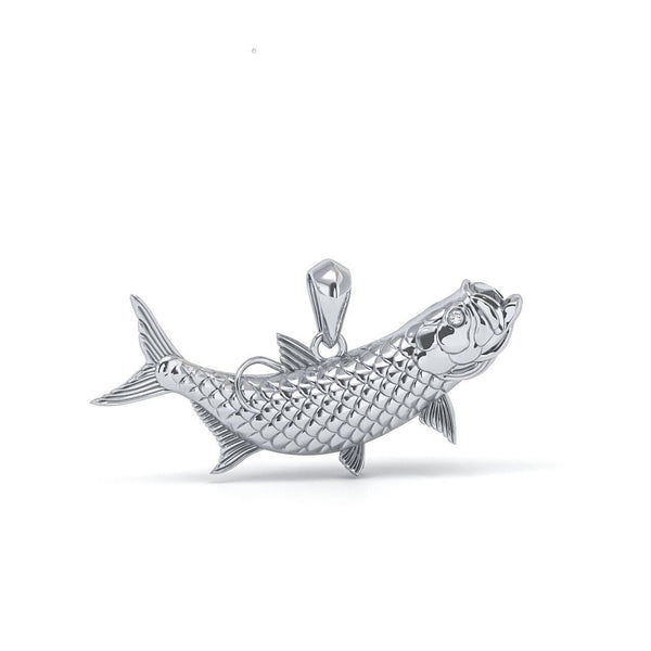Sterling Silver TARPON Pendant with Genuine Diamond Eyes designed by TinyBling