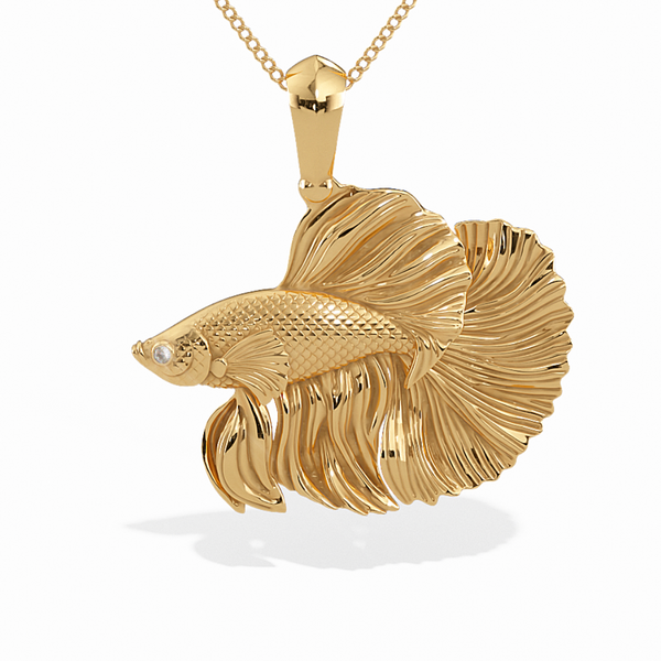 Exquisite 3D Male Betta Fighting Fish Pendant Necklace
