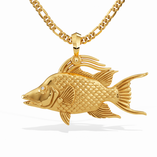 HogFish Snapper Necklace with Diamond Eyes | 14k Gold