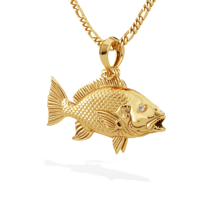 Diamond Fish Chain Exquisite 3D Red Snapper Diamond Fish Pendant in 14k Gold | Ocean Lover ...