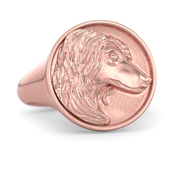 Afghan Hound Classic Round Signet Ring