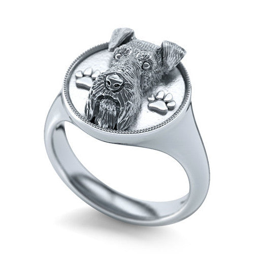 Miniature Schnauzer Signet Ring Sterling Silver- TINY BLING