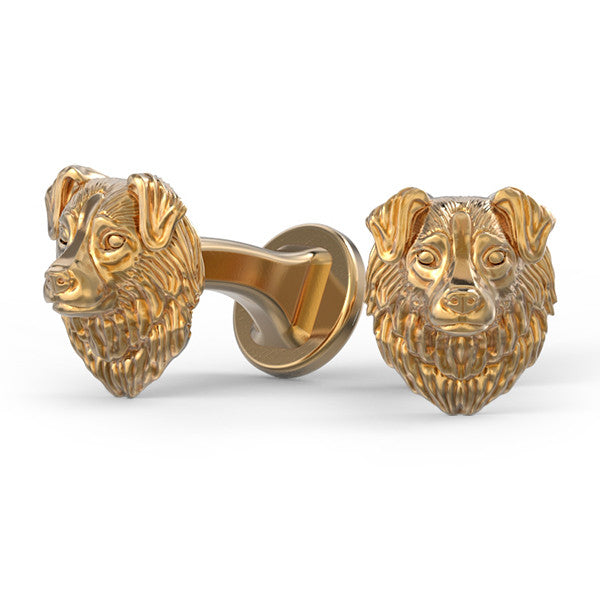 Australian Shepherd Breed Puppy Face Cufflinks - TINY BLING