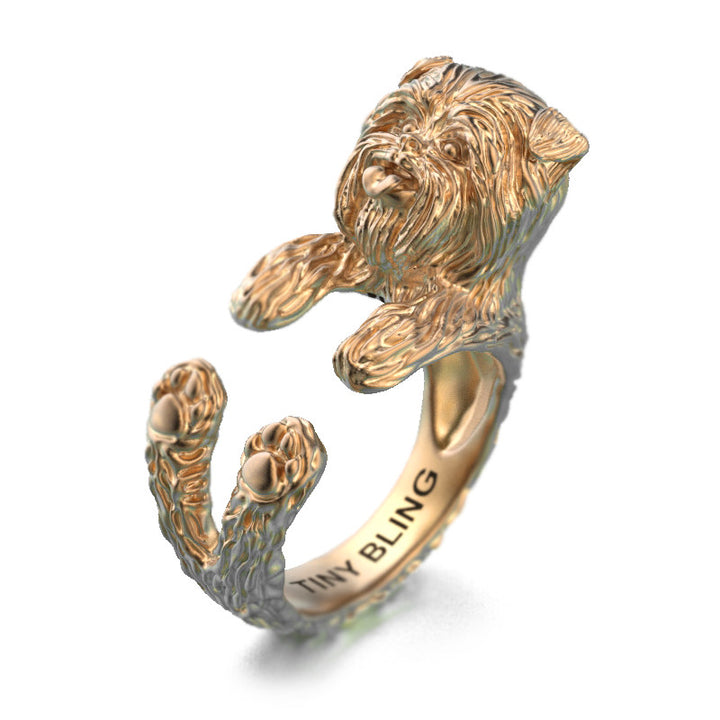 Affenpinscher Breed Jewelry Cuddle Wrap Ring - TINY BLING