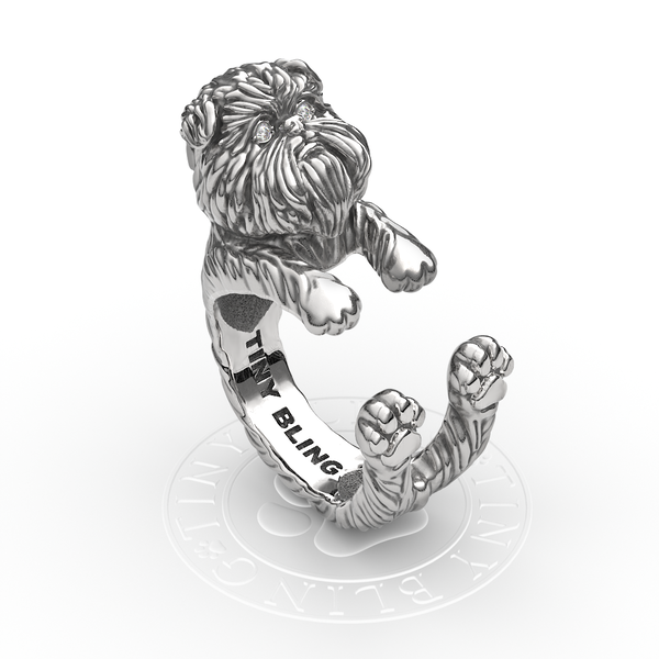 Affenpinscher Breed Diamond Cuddle Wrap Ring