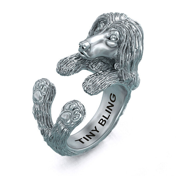 Afghan Hound Breed Jewelry Cuddle Wrap Ring - TINY BLING