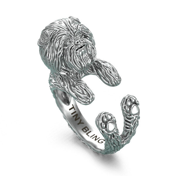 Affenpinscher Breed Jewelry Cuddle Wrap Ring - TINY BLING