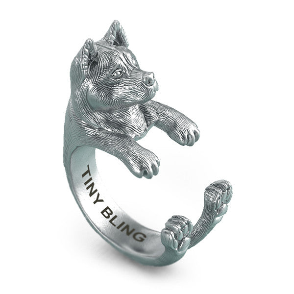 Akita Breed Jewelry Cuddle Wrap Ring - TINY BLING