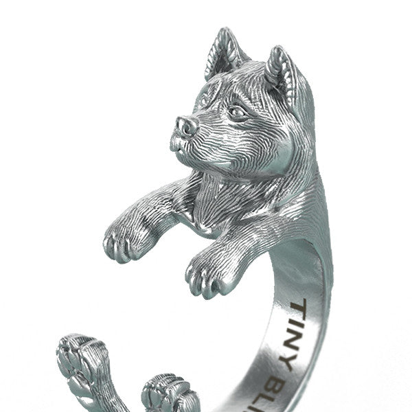 Akita Breed Jewelry Cuddle Wrap Ring - TINY BLING