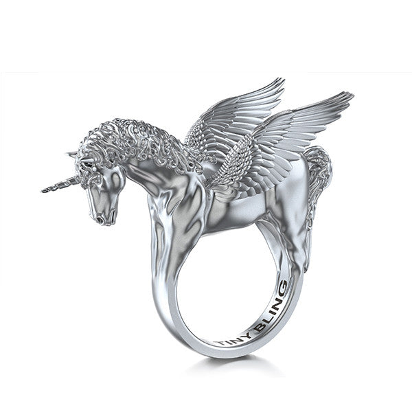 Winged Unicorn Pegacorn Equestrian Ring - TINY BLING