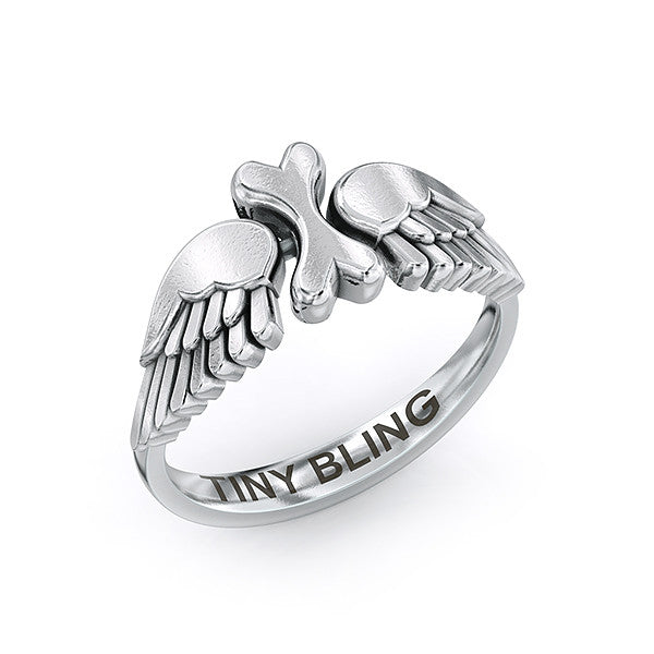 Angel Wings Lucky Bones Ring - TINY BLING