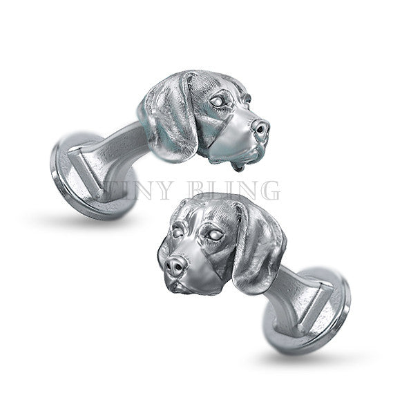 Beagle Puppy Face Cufflinks - TINY BLING