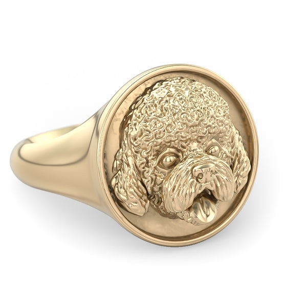 Bichon Dog Breed Classic Round Signet Ring