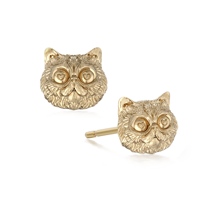 Persian Love Kitty Face Earring Studs