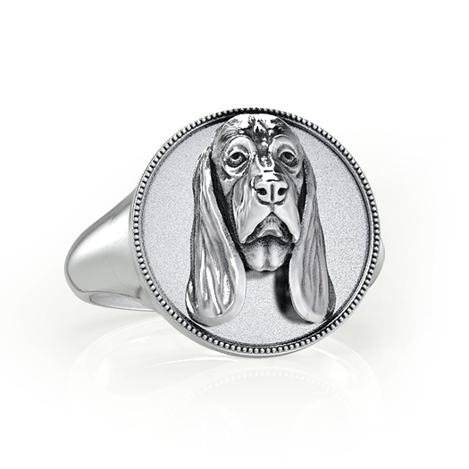 Basset Hound Classic Round Signet Ring - TINY BLING