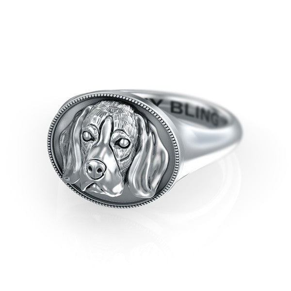 Beagle Classic Oval Signet Ring - TINY BLING