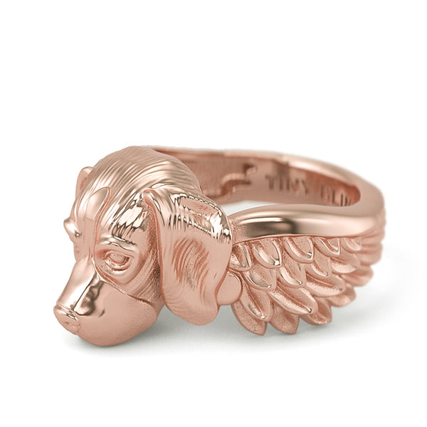 Beagle Angel Wings Memorial Ring