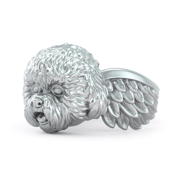 Bichon Frise Angel Wings Memorial Ring