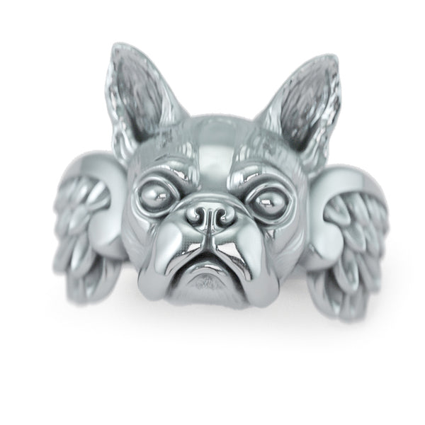 Boston Terrier Angel Wings Memorial Ring