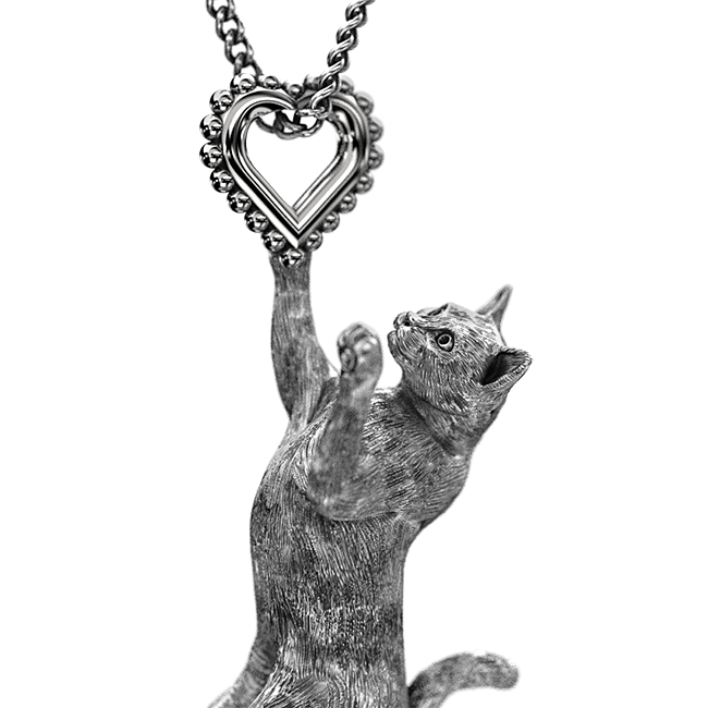 Kitty Cat Heart Charm - TINY BLING