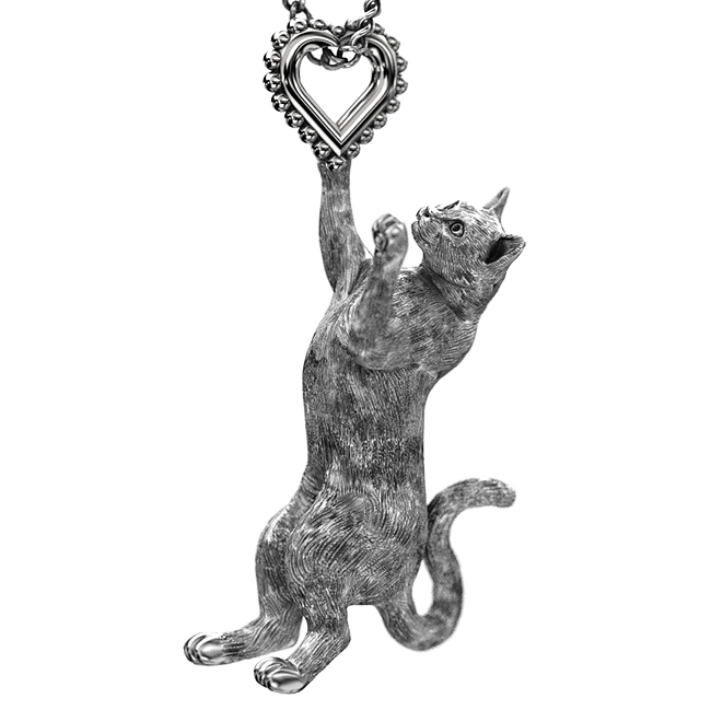 Kitty Cat Heart Charm - TINY BLING