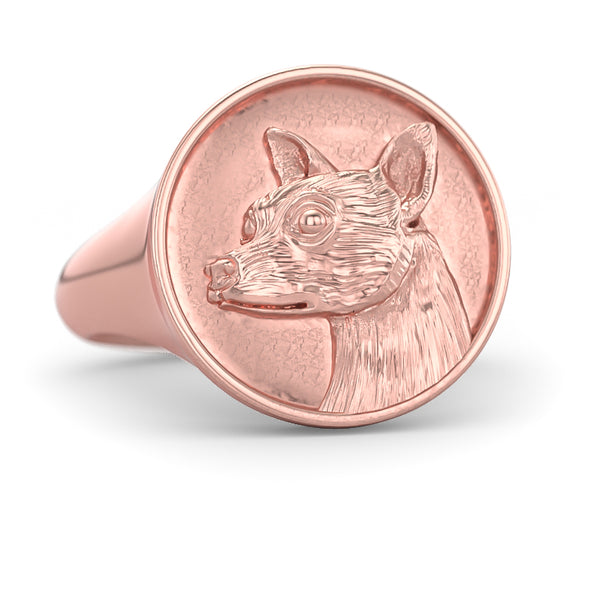 Chihuahua Classic Round Signet Ring