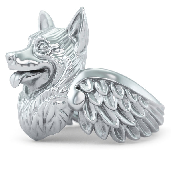 Corgi Angel Wings Memorial Ring