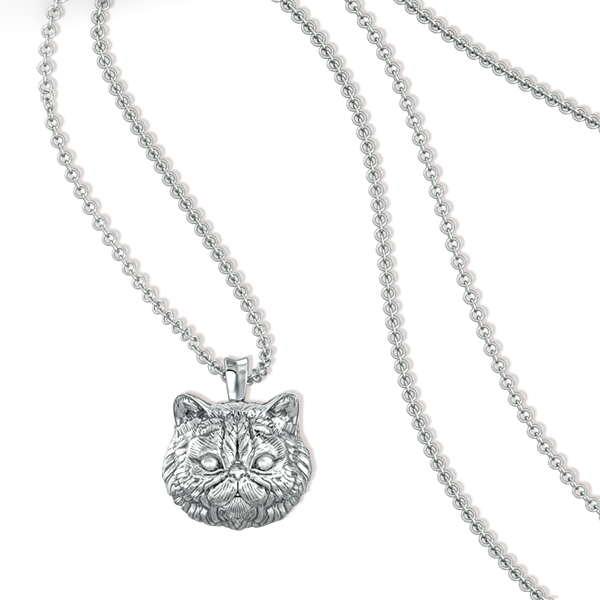 Fluffy Persian Cat Breed Diamond Pendant