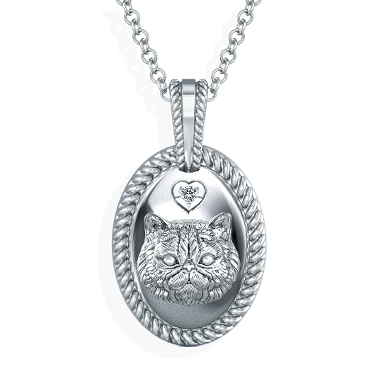 Fluffy Persian Face Diamond Pendant