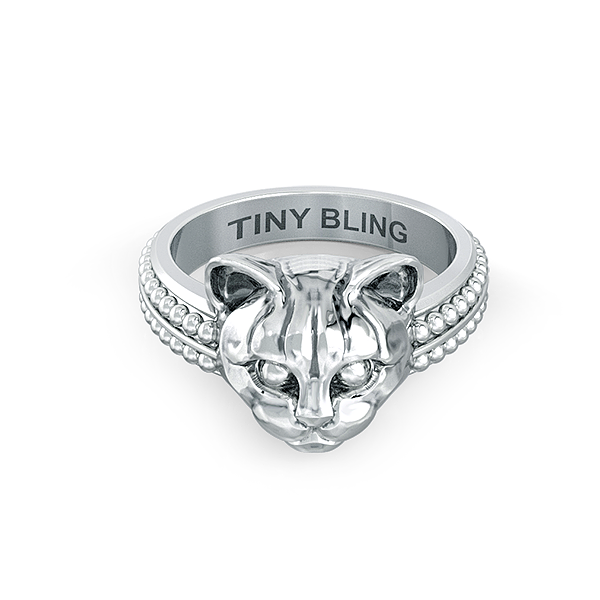 Domestic Cat Face Feline Signet Ring