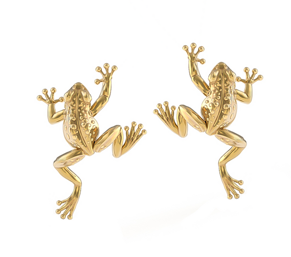 Tiny Climbing Frog Earring Studs