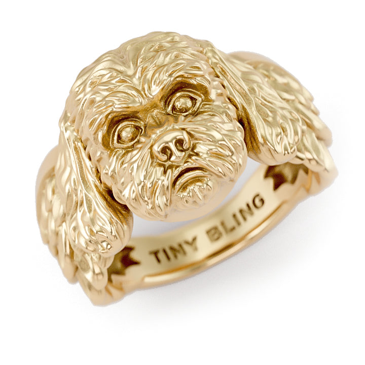 Cockapoo Angel Wings Memorial Ring - Tiny Bling