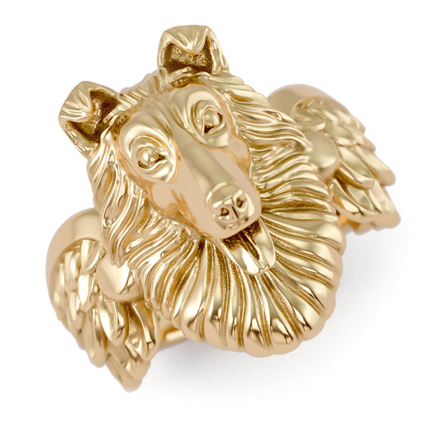 Rough Collie Angel Wings Memorial Ring