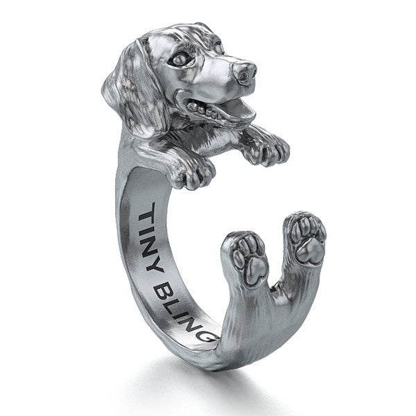 Dachshund Jewelry Cuddle Wrap Ring - TINY BLING