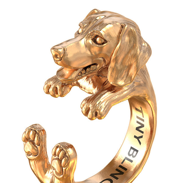 Dachshund Jewelry Cuddle Wrap Ring - TINY BLING