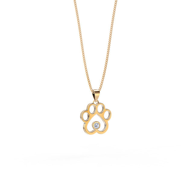 Mini Diamond Paw Print Pendant - TINY BLING