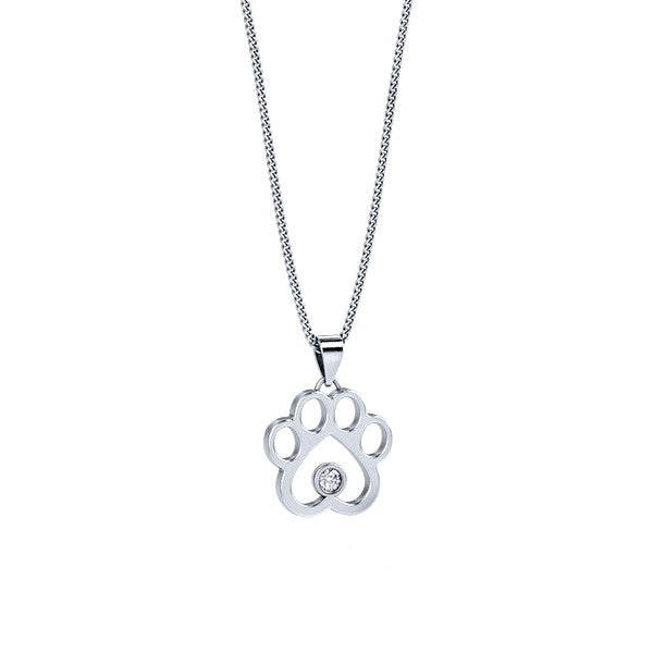 Mini Diamond Paw Print Pendant - TINY BLING