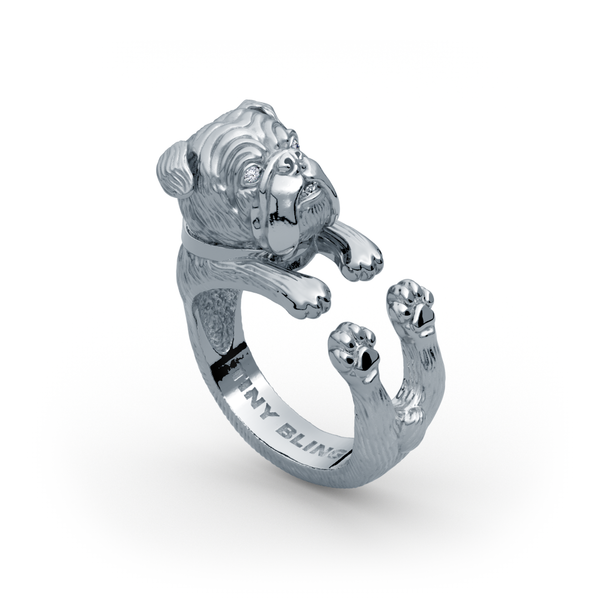 English Bulldog Diamond Cuddle Wrap Ring