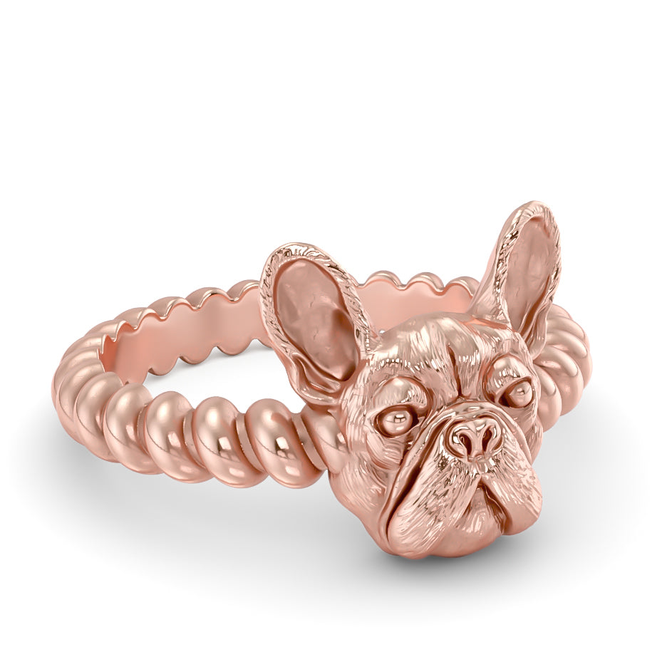 French Bulldog Twisted Wire Rope Ring - Tiny Bling