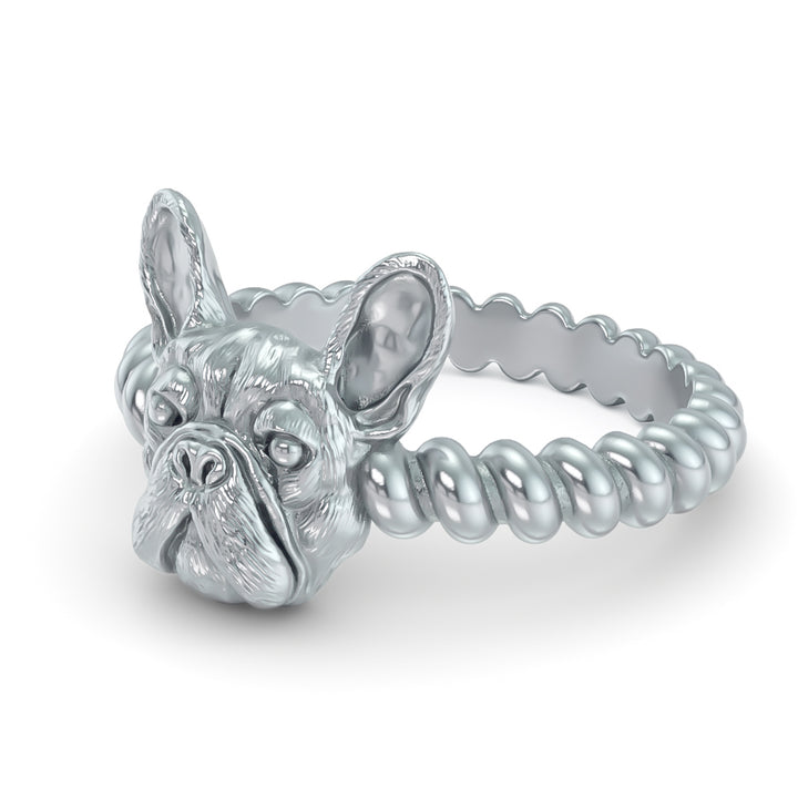 French Bulldog Twisted Wire Rope Ring - Tiny Bling