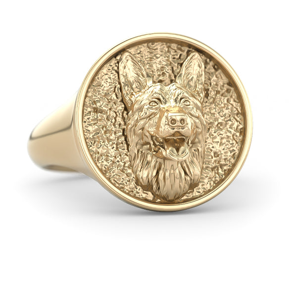 German Shepherd Classic Round Signet Ring