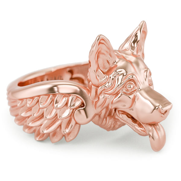 German Shepherd Angel Wings Memorial Ring