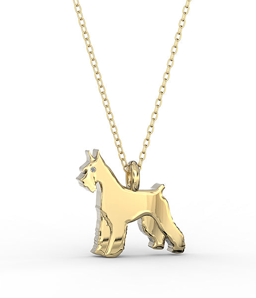 Giant Schnauzer Mini Pups Diamond Necklace gold