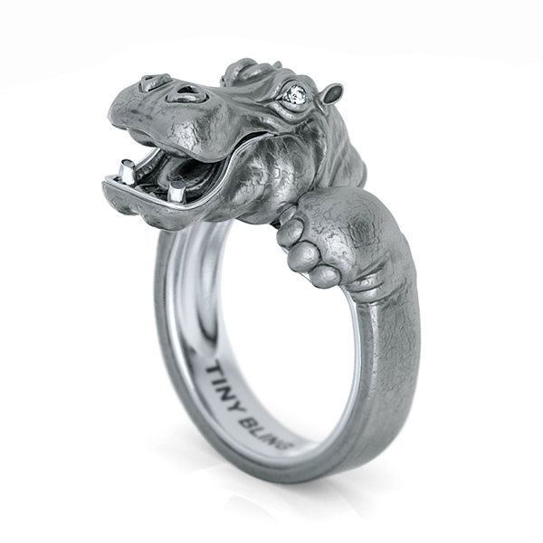 Happy Hippo Snuggle Ring-Sterling Silver